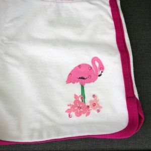 Vintage Sparkly Flamingo White Terry Cloth Shorts